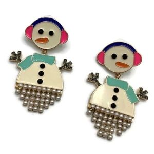 Sugarfix By Bauble Bar Target Playful White Snowman Faux Pearl Drop Earrings 2.5